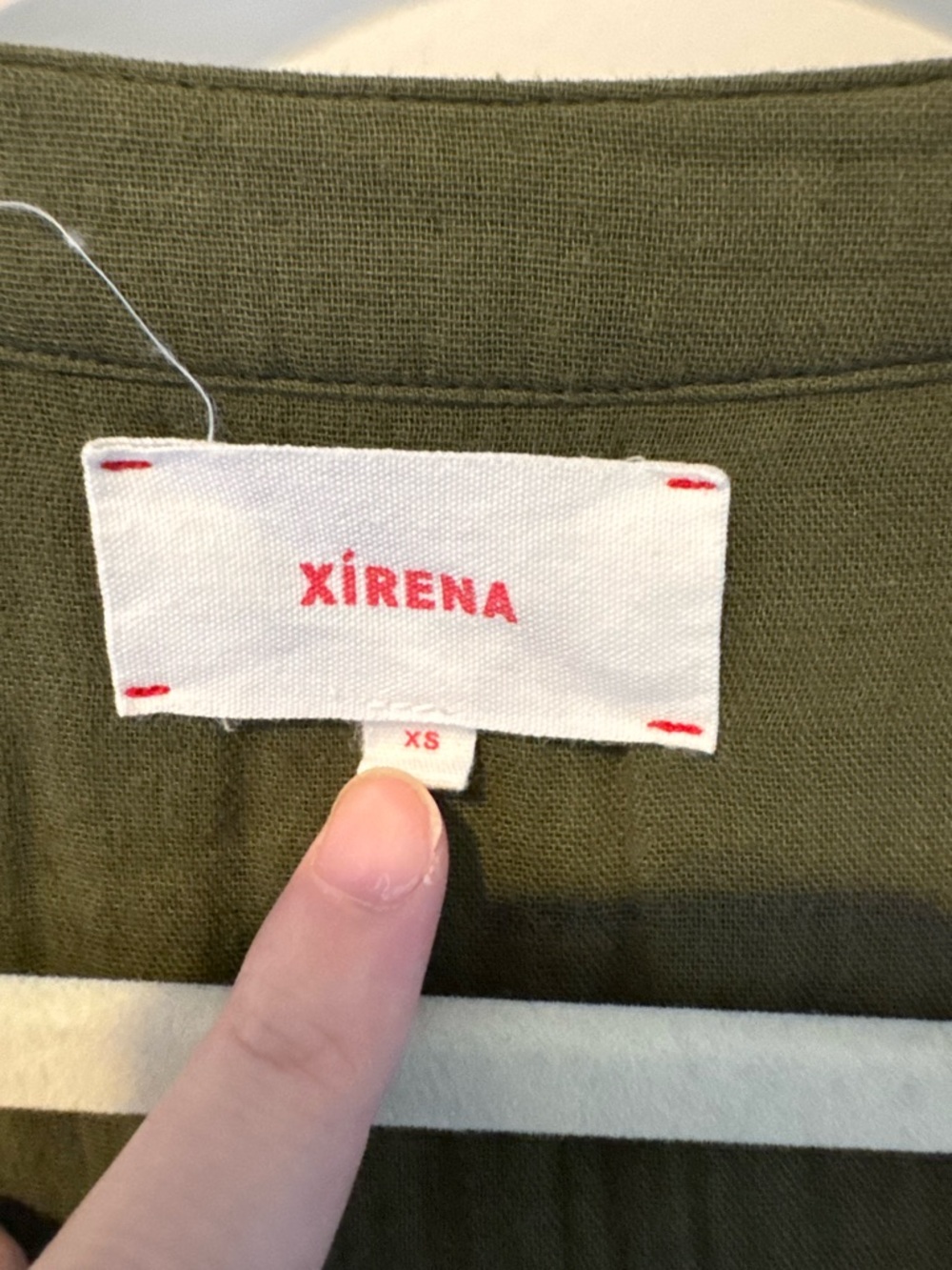 Xirena Olive Green V-Neck Button-Front Midi Lennox Dress | XS - Picture 4 of 5